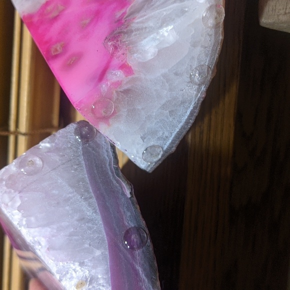 Agate Geode Sections Pair of Dyed Pink​​ - Picture 15 of 15